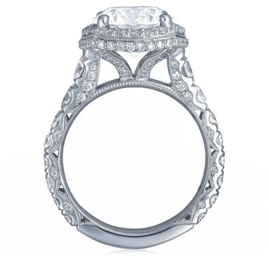 Tacori RoyalT Platinum 1.85ctw Diamond Halo Engagement Ring Semi-Mounting- 363446