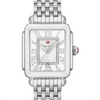 This Stainless Steel Deco Madison Mid shines with 40 hand-set diamonds atop the silver white sunray dial. The stainless steel bracelet is made specifically for the Deco Madison Mid collection and is interchangeable with any 16mm MICHELE strap.