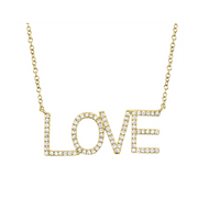Share the love with this beautiful 14k gold and diamond Love necklace. Layer this necklace with a diamond halo pendant or a simple heart pendant for a cool everyday look! 