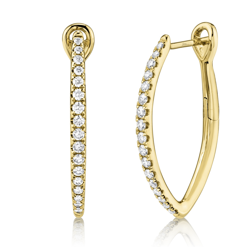 Looking for an everyday pair of hoop earrings? Look no further than this beautiful, classic pair of 14k yellow gold hoops with 0.35ctw white diamonds. Also available in white or rose gold. 