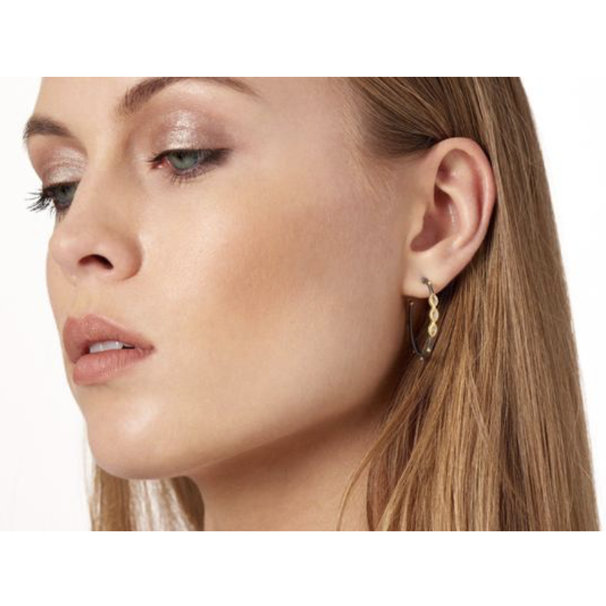 Freida Rothman Signature Marquise Hoop Earrings- YRZE020180B-14K