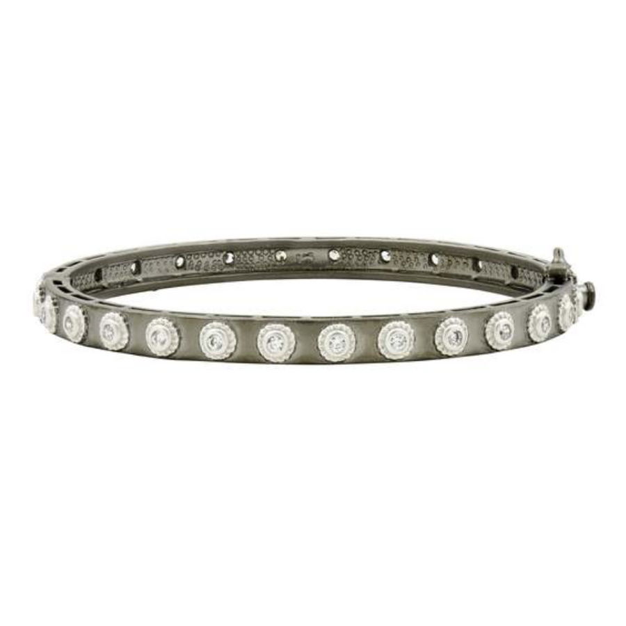 If you were to ask us what is the must-have bangle from Freida Rothman- this would be the one! The signature studded bangle is the perfect bangle to #StartYourStack and it looks fabulous worn alone as well! I love this one so much I created it in so many color ways - the more you add the better the stack looks, your arms the limit as how high you can go!