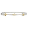 From the Mixed Metal Collection, the Mixed Metal Triple Moroccan Trio Bangle features diamond Moroccan quads with 18K yellow gold set in sterling silver with the signature brushed JFJ finish.