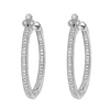 From the Provence Collection, the Medium Provence Pave Hoop Earrings feature pave and bezel set round diamonds in 18K white gold.