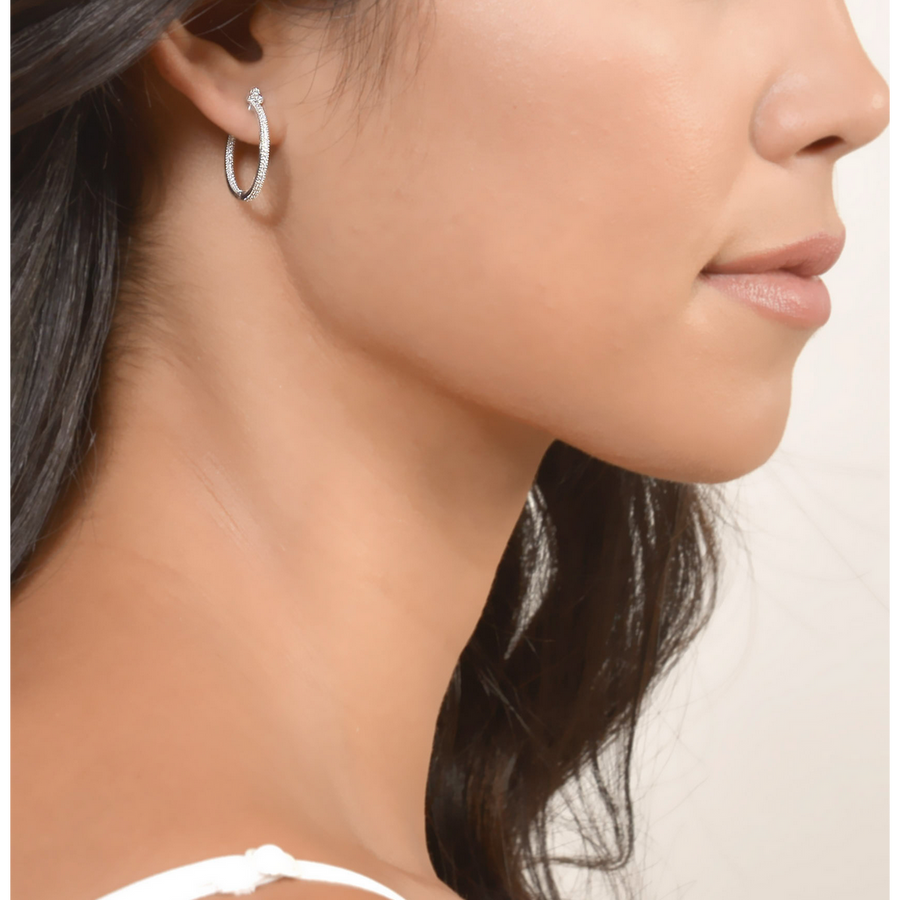 Jude Frances Medium Provence Pave Hoop Earrings- EH13S17-WD-W