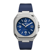 Bell & Ross, leading brand in the aviation watch market with its iconic square BR03 model designed for professionals in extreme environments, is now unveiling its BR05 collection. Faithful to the brands watchwords of legibility, functionality, reliability and precision, this new model boasts a resolutely urban look and feel. This model has a 40mm satin-polished stainless steel case with a blue dial and applique numerals and indices coated in Super-LumiNova. Its powered by the calibre BR-CAL.321 
