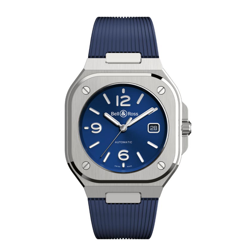 Bell & Ross, leading brand in the aviation watch market with its iconic square BR03 model designed for professionals in extreme environments, is now unveiling its BR05 collection. Faithful to the brands watchwords of legibility, functionality, reliability and precision, this new model boasts a resolutely urban look and feel. This model has a 40mm satin-polished stainless steel case with a blue dial and applique numerals and indices coated in Super-LumiNova. Its powered by the calibre BR-CAL.321 