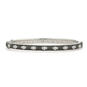 From the JudeFrances Silver Collection, the JudeFrances Silver Delicate Provence Beaded Quad Cuff features sterling silver with black rhodium and the signature brushed JFJ finish and beaded edge.