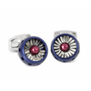 Made from aircraft grade aluminium, these JET turbine engine cufflinks have been beautifully engineered to the highest standards. With a realistic nose cone, the double stamped blades sit on micro-bearings and whirl into action when blown on! Finished in intricate royal red and blue colours these cufflinks will add a subtle splash of colour to your cuff!