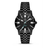 Bolder and more elegant than ever before, this edition of the classic Super Sea Wolf 53 features a black plated stainless steel case and bracelet. Featuring a uni-directional mineral crystal topring, black sunray dial and white lume hands that glow bright blue, Sea Wolf conveys the brands commitment to definitive style with timeless roots. The STP 3-13 automatic movement and sapphire crystal with anti-reflective coating stay true to the quality and style of ZODIAC.Case size: 40 mm x 49 mmCase th