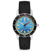 Inspired by the vivid hues of the ocean deep, this exclusive Super Sea Wolf 53 Compression channels the beauty of the open water through bold blue tones and warm accents on the dial. Complemented by a versatile black rubber strap, the classic brushed stainless steel case holds Zodiac's iconic Swiss-made STP 3-13 automatic movement.Case size: 40 mm x 49 mmCase thickness: 13 mmLug width: 20 mmMovement: AutomaticOrigin: Swiss MadePackaging: Zodiac Black BoxWarranty: 2 Year InternationalWater resist
