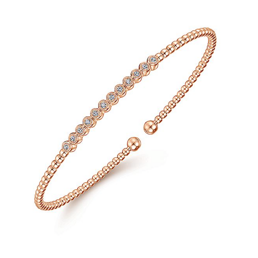 Gabriel & Co 14k Rose Gold Bujukan Diamond Cuff Bezel Set Bracelet- BG4118-65K45JJ