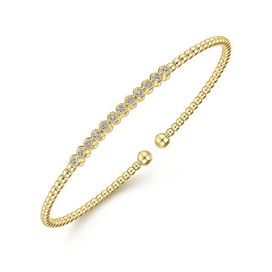 Gabriel & Co 14k Yellow Gold Bujukan Diamond Cuff Bezel Set Bracelet- BG4118-65Y45JJ