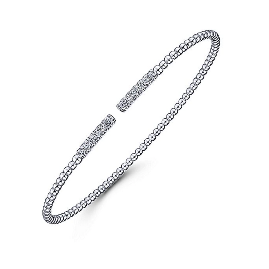 Gabriel & Co 14k White Gold Bujukan Cuff Bracelet with Diamond Pave Bars- BG4218-6W45JJ