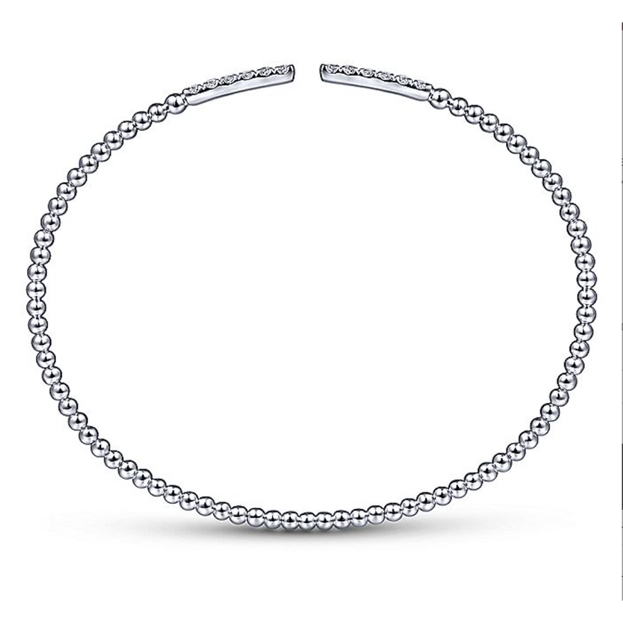Gabriel & Co 14k White Gold Bujukan Cuff Bracelet with Diamond Pave Bars- BG4218-6W45JJ