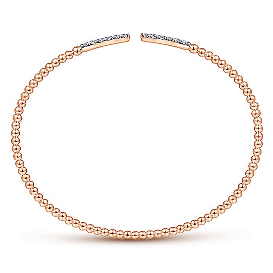Gabriel & Co 14k Rose Gold Bujukan Cuff Bracelet with Diamond Pave Bars- BG4218-65K45JJ