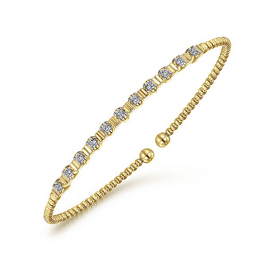 Gabriel & Co 14k Yellow Gold Bujukan Diamond Bead Cuff Bracelet- BG4228-6Y45JJ