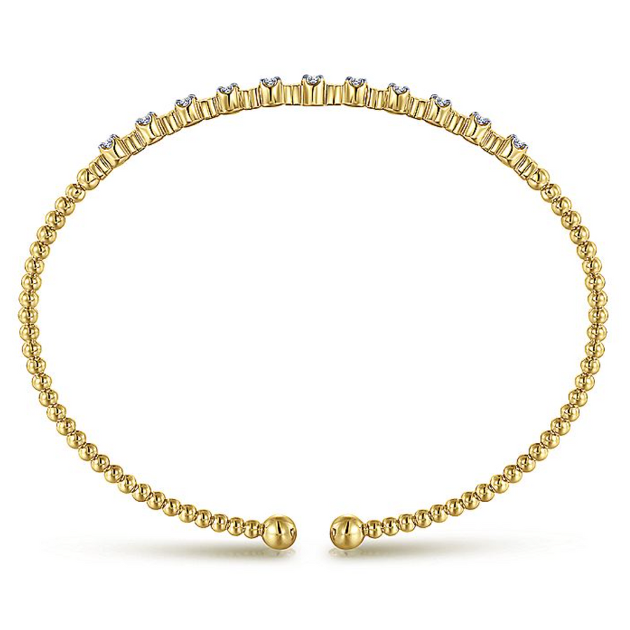 Gabriel & Co 14k Yellow Gold Bujukan Diamond Bead Cuff Bracelet- BG4228-6Y45JJ