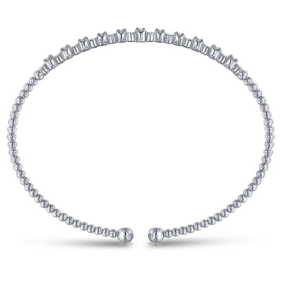 Gabriel & Co 14k White Gold Bujukan Diamond Bead Cuff Bracelet- BG4228-65W45JJ