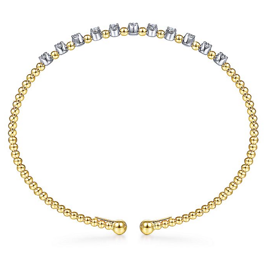 Gabriel & Co 14k Yellow Gold Bujukan Split Cuff Bracelet with 14k White Gold Round Diamonds- BG4279-6M45JJ
