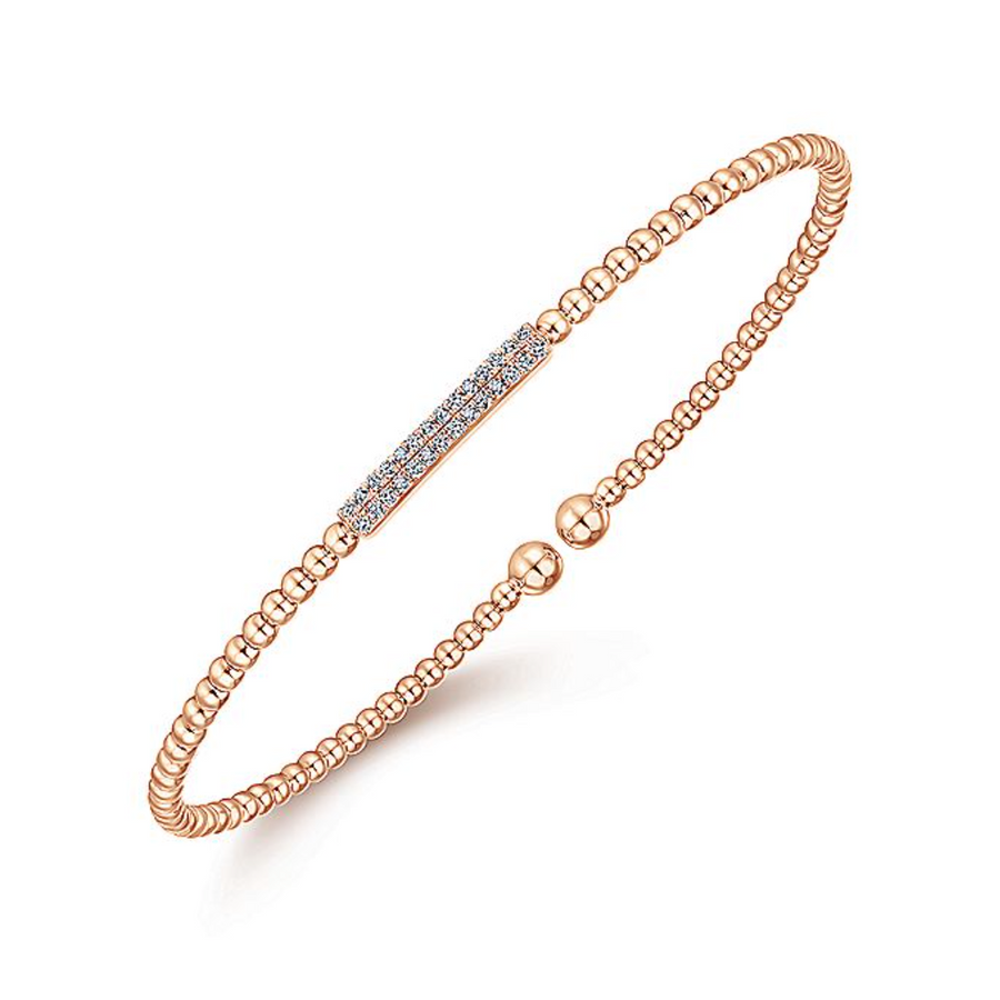 Gabriel & Co 14k Rose Gold Bujukan Bead Cuff Diamond Bar Bracelet- BG4119K45JJ