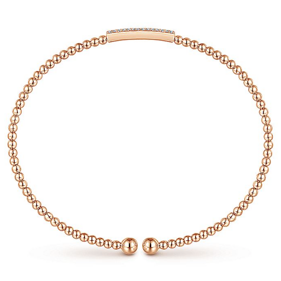 Gabriel & Co 14k Rose Gold Bujukan Bead Cuff Diamond Bar Bracelet- BG4119K45JJ