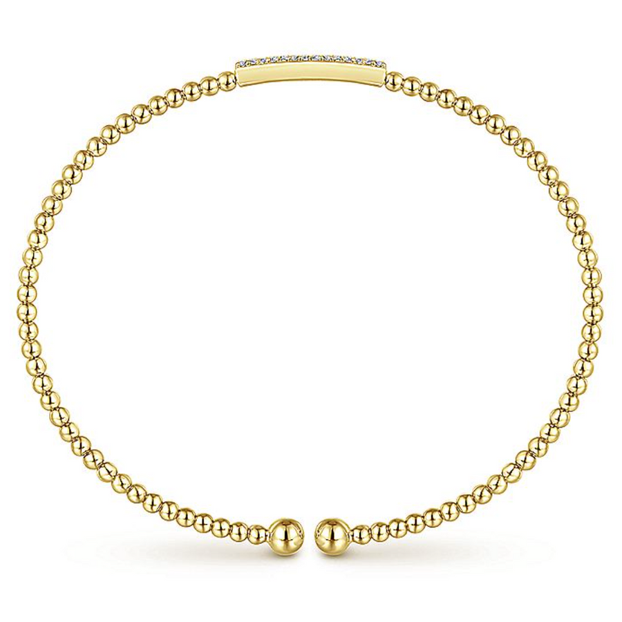 Gabriel & Co 14k Yellow Gold Bujukan Bead Cuff Diamond Bar Bracelet- BG4119-62Y45JJ