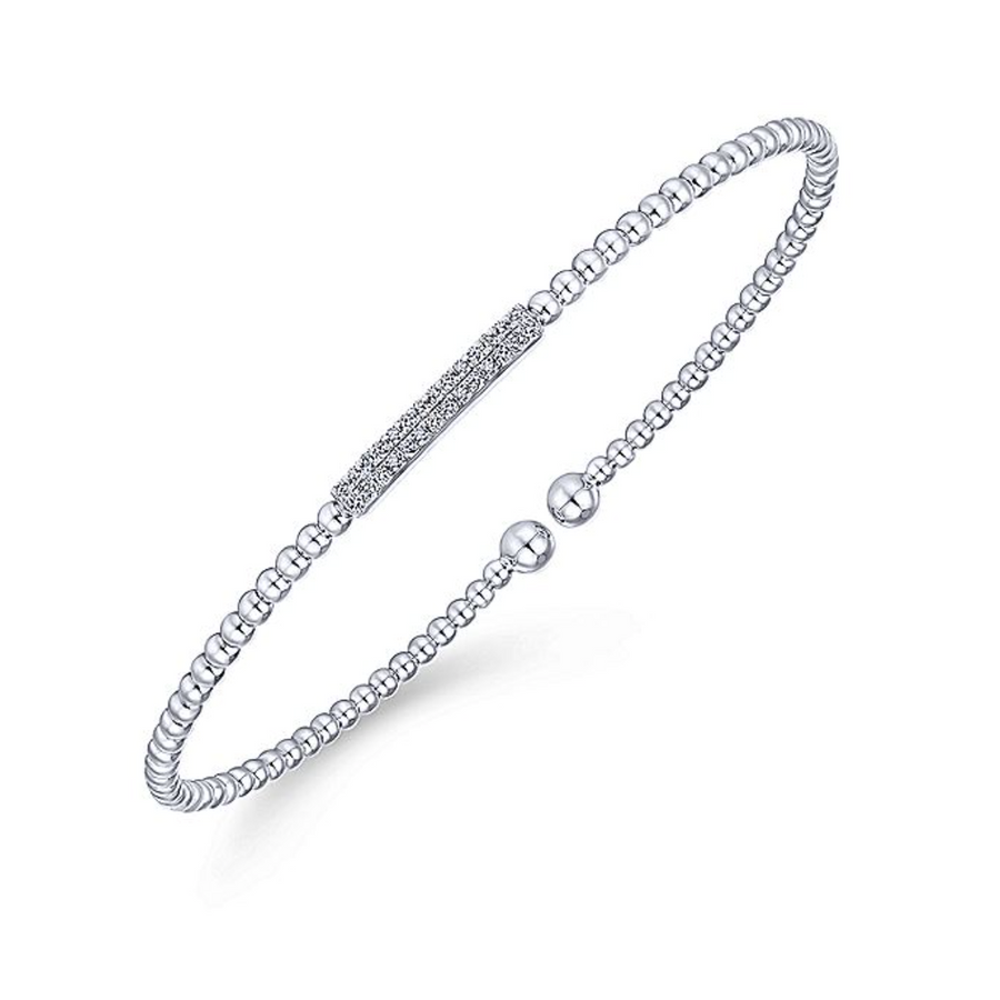 Gabriel & Co 14k White Gold Bujukan Bead Cuff Diamond Bar Bracelet- BG4119W45JJ