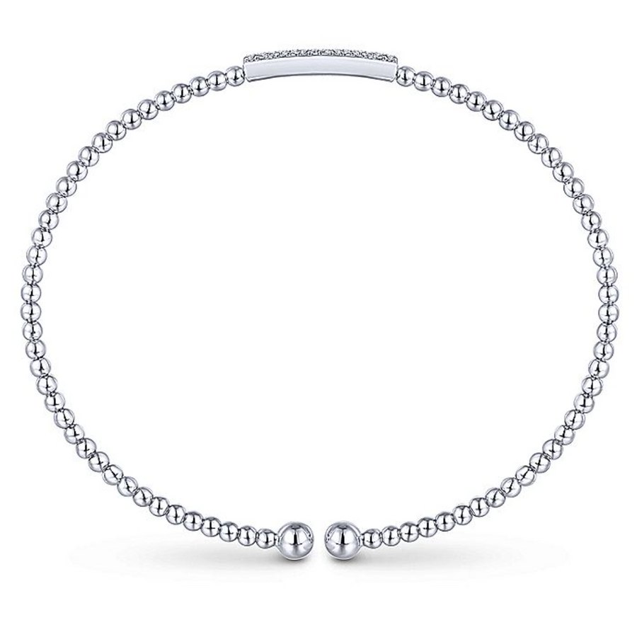 Gabriel & Co 14k White Gold Bujukan Bead Cuff Diamond Bar Bracelet- BG4119W45JJ