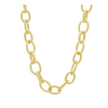 The ultimate statement necklace! The Textured Heavy Link Toggle Necklace features our signature matte gold with textured detail on each link. Inspired by the chain links on the streets of Brooklyn, this necklace adds edge to any look.  Layer with delicate pendants or add a pendant enhancer to elevate your look.14K gold matte finishSterling silver coreHandset cubic zirconia stones18 with toggle closureEngraved with FREIDA ROTHMAN insignia