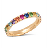 Multi colored eternity band with rubies, sapphires, amethysts and emeralds.The ultimate splash of fun in a classic silhouette, the Large Multi Colored Eternity Band can be paired with an engagement ring for some flare, or sit nicely next to the single-color Large Eternity Bands. This ring weighs 1.83 carats and is 2.8mm thick.