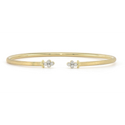 From the Provence Collection, the Open Diamond Quad Flexible Bangle features bezel set diamond quads in 18K yellow gold with the signature brushed JFJ finish.