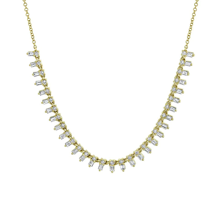 14k Yellow Gold 1.25ctw Diamond Baguette Necklace - SC55019146