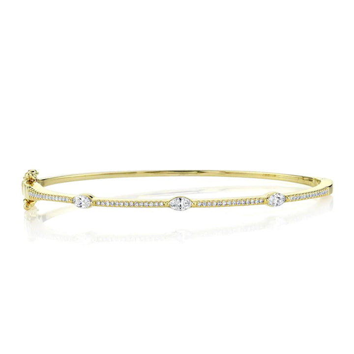 14k White Gold Marquise & Round Diamond Bangle Bracelet - SC55020011ZS