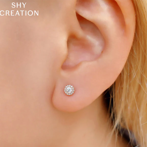 14k Rose Gold 0.24ctw Diamond Halo Stud Earrings - SC55002601