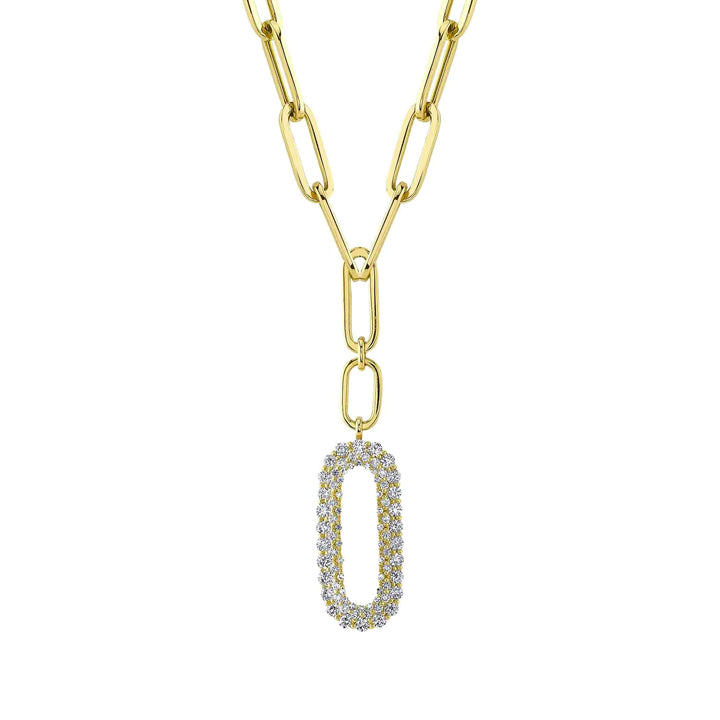 14K Yellow Gold 0.92ctw Diamond Accent Paperclip Link Necklace - SC22007995