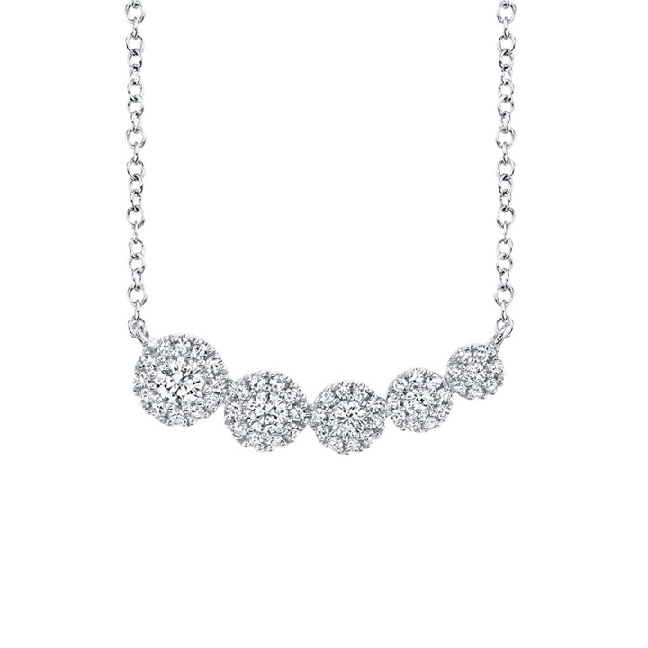 Shy Creation 14K White Gold 0.32ctw Diamond 5 Cluster Necklace - SC55002532