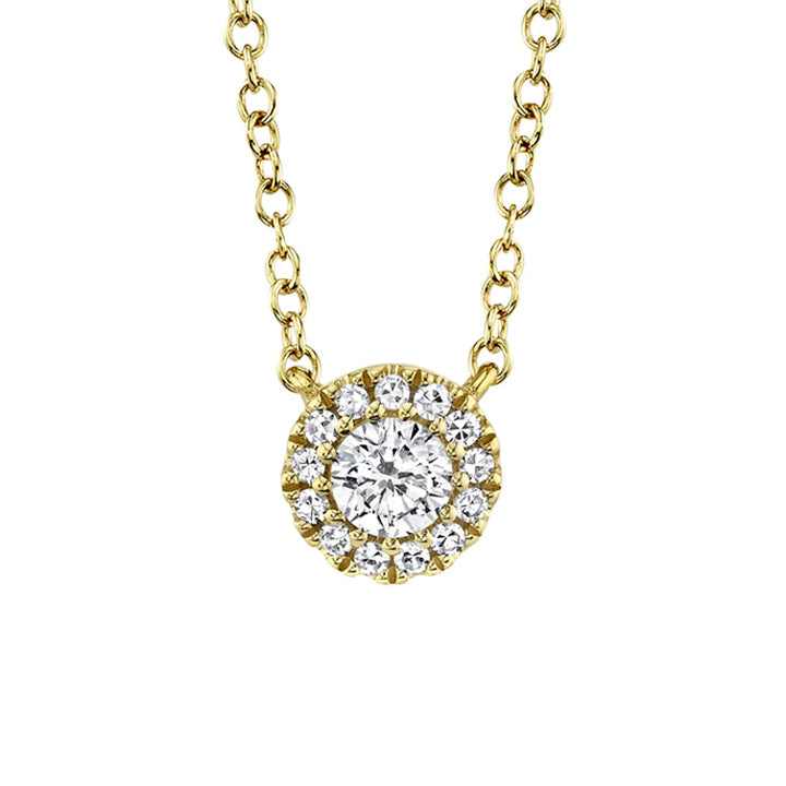 14K Gold 0.14ctw Diamond Halo Pendant Necklace - SC55002695