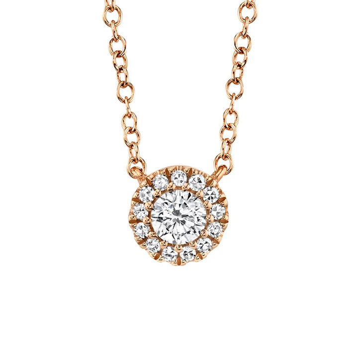 14K Gold 0.14ctw Diamond Halo Pendant Necklace - SC55002695