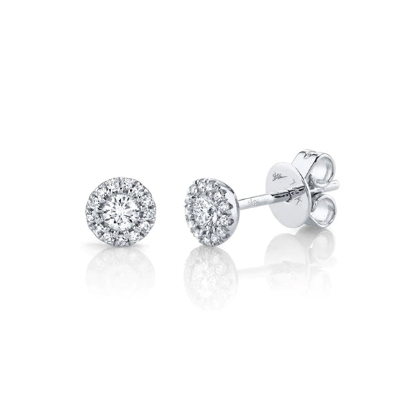 14K White Gold 0.24ctw Diamond Halo Stud Earrings - SC55002599