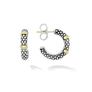 Simple, yet elegant sterling silver Caviar beading accented with bands of 18K gold on these versatile hoop earrings.Sterling Silver & 18K Gold14K Gold PostDiameter 19mmWidth 4mmStyle #: 01-80456-00