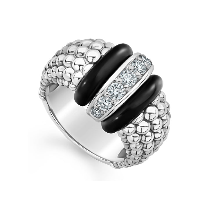 Lagos Black Caviar Diamond Ring- 02-80730-CB7