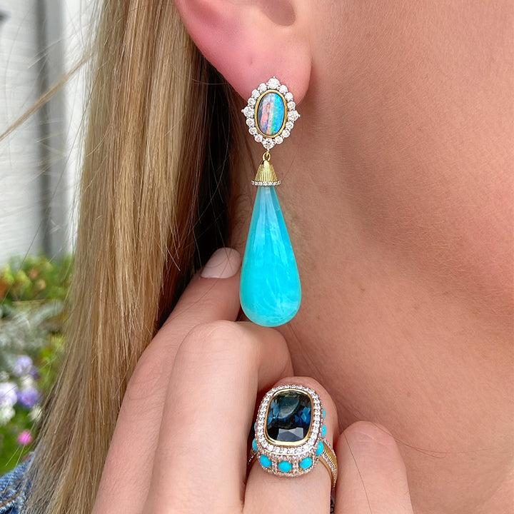 Sloane Street 18k Yellow Gold Blue Opal Drop Earrings - SS-E205T-BLO-CO-WDCB-Y