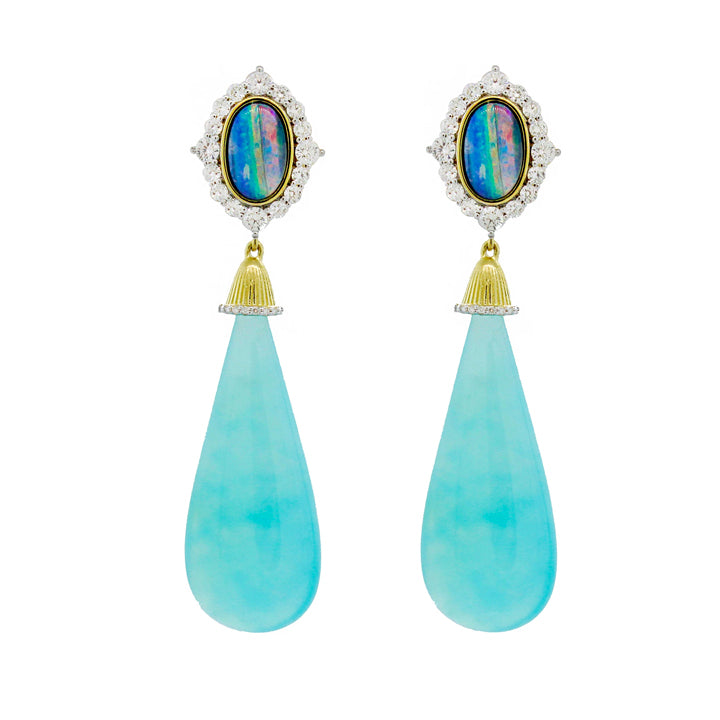 Sloane Street 18k Yellow Gold Blue Opal Drop Earrings - SS-E205T-BLO-CO-WDCB-Y