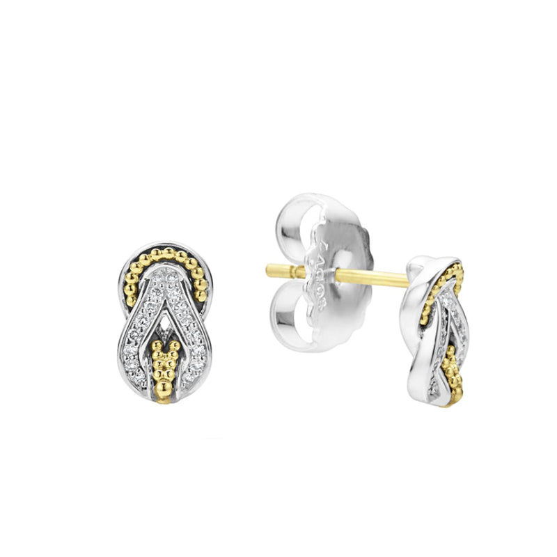 Lagos Newport Small Two Tone Knot Diamond Stud Earrings- 01-81935-DD