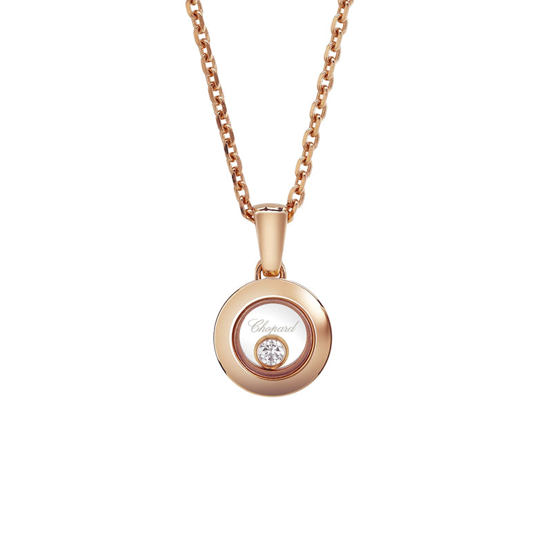 Chopard 18k Rose Gold Happy Diamonds Icons Small Circle Pendant- 79A017-5001
