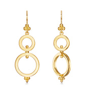 The 18K Gold Spin Earrings are sure to turn heads. Part of the Celestial Collection, these golden hoops move with you. Featuring our signature triple gold granulation, the 18K Spin Earrings are the perfect addition to your orbit. One of Temple St. Clairs best sellers!