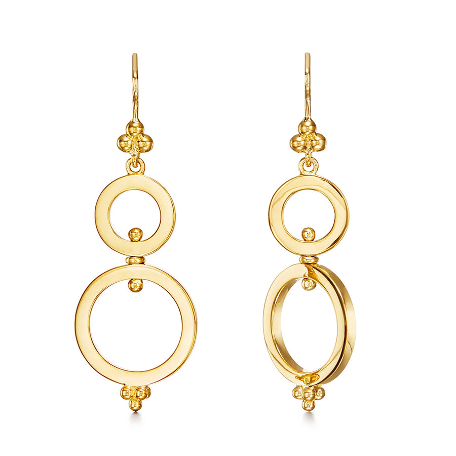 The 18K Gold Spin Earrings are sure to turn heads. Part of the Celestial Collection, these golden hoops move with you. Featuring our signature triple gold granulation, the 18K Spin Earrings are the perfect addition to your orbit. One of Temple St. Clairs best sellers!