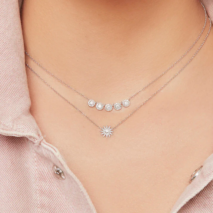 14K White Gold 0.15ct Diamond Starburst Necklace - SC55004912