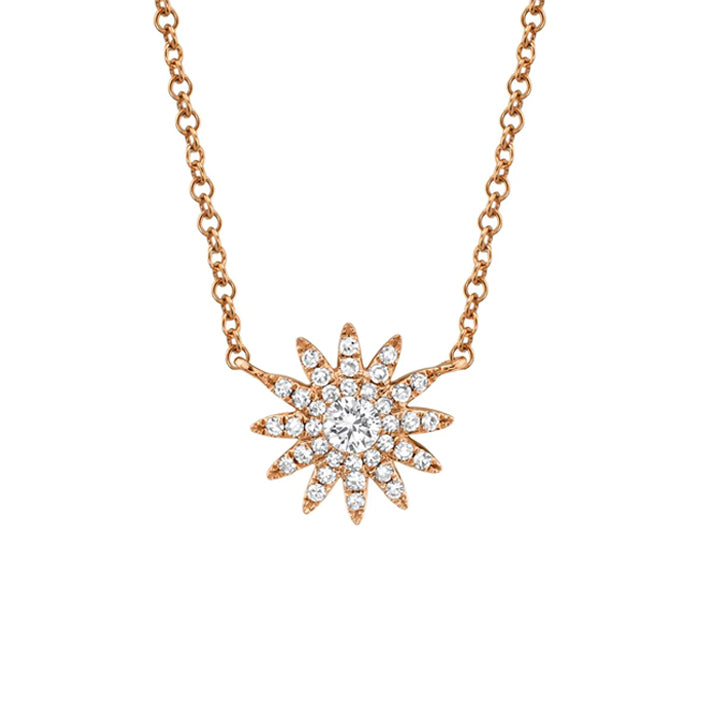 14K White Gold 0.15ct Diamond Starburst Necklace - SC55004912